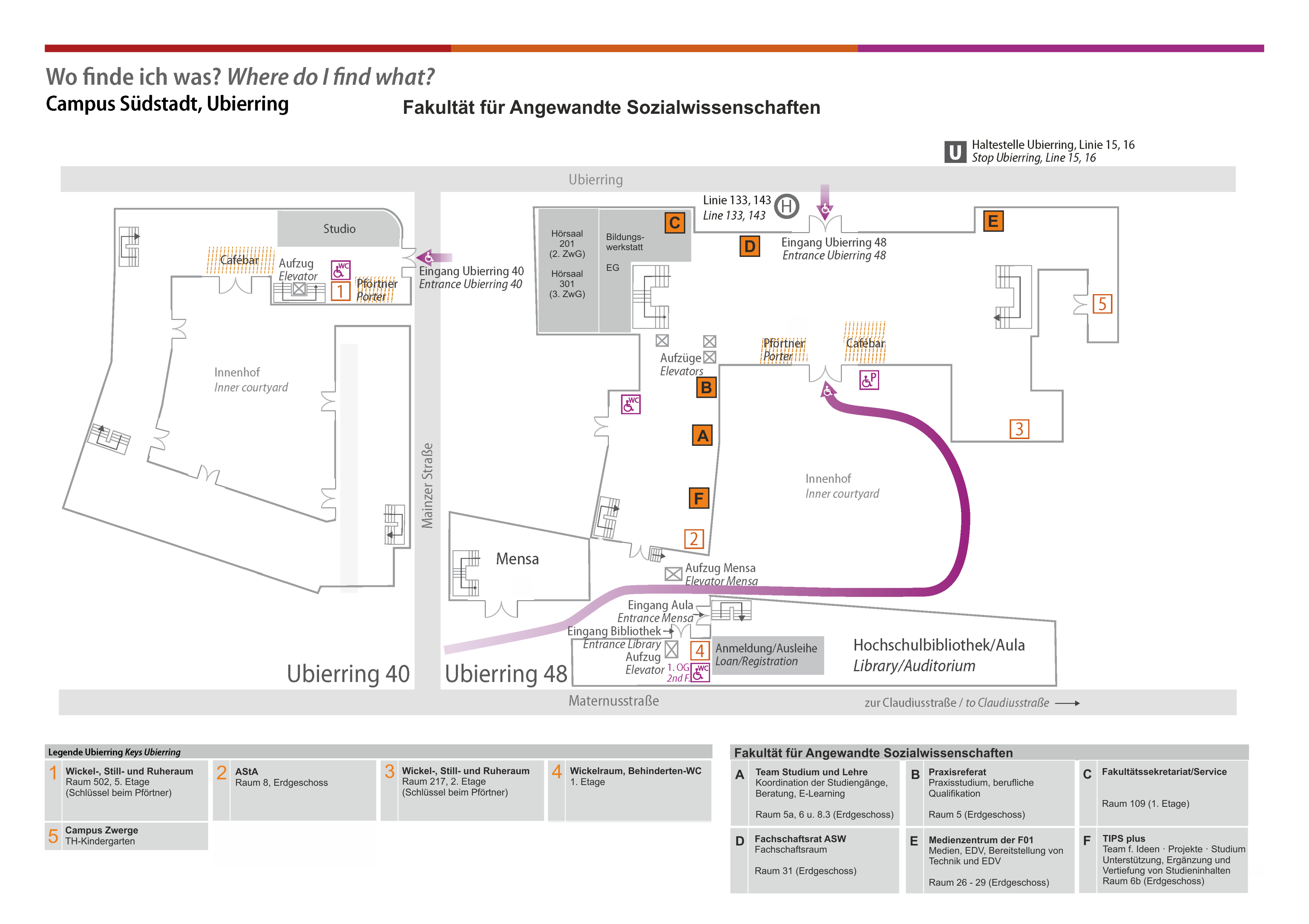 Lageplan Ubierring 48, Fakultät für Angewandte Sozialwissenschaften